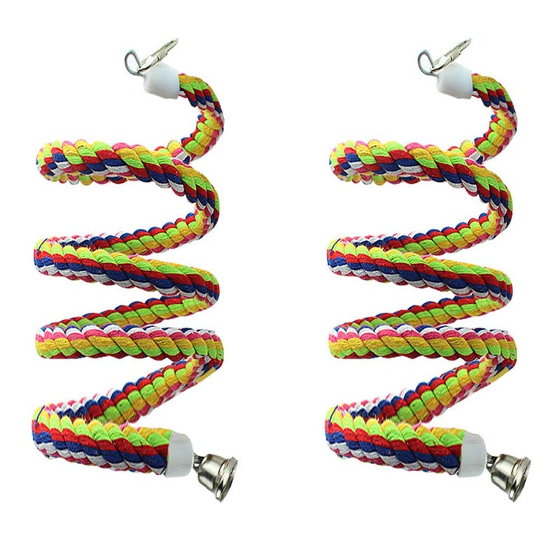 Tayfremn 2pcs 63in Bird Perch Rope Bungee Parrot Toy - Pure Natural Cage Chewing Toy - Image 1